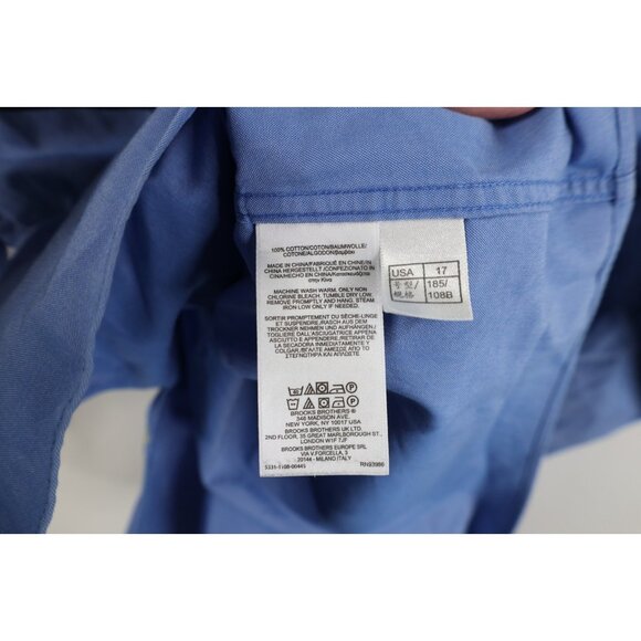 Vtg 90s Brooks Brothers Mens 17 34/35 Distressed Cotton Button Down Shirt OCBD - Picture 14 of 16